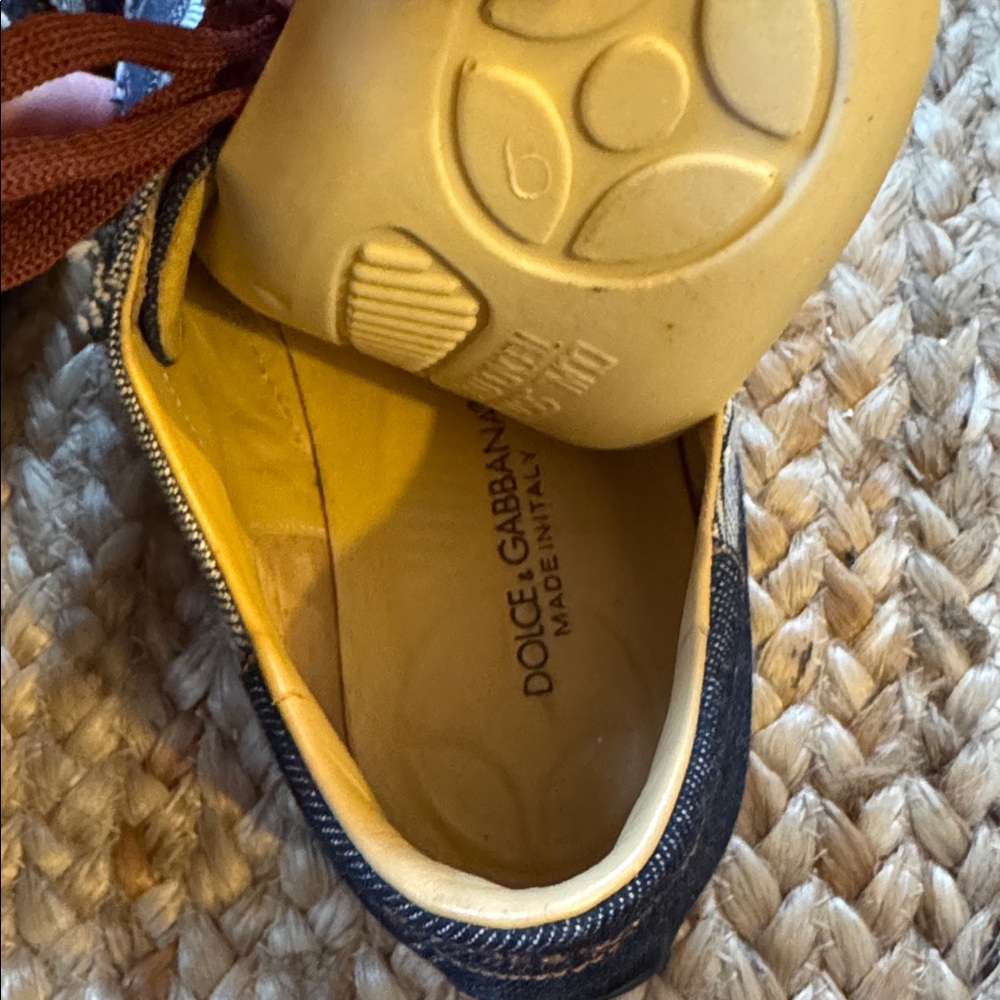 Dolce & Gabbana Denim Athletic Sneakers with Brown Laces - Picture 8 of 11